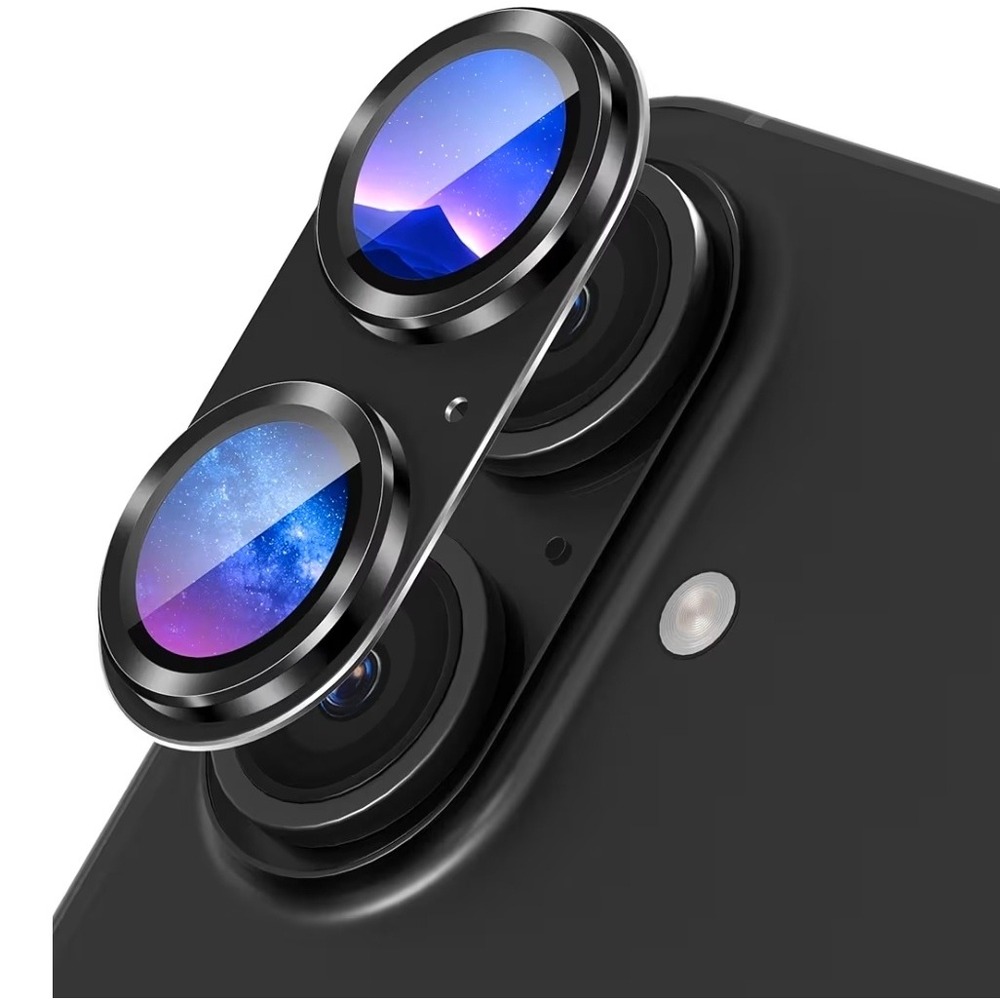 Suoman iPhone 16 16 Plus Camera Lens Protector Tempered Glass Cool Metal Black